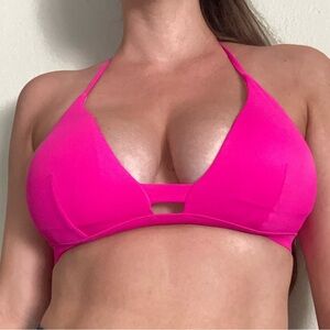 Victoria’s Secret Hot Pink Push Up Halter Tie Bikini Top Size Medium
